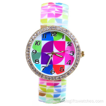 Brilliant Diamond Women Print Flower Watch